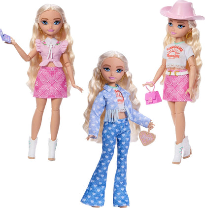 Barbie Conjunto Dream Besties Festival Looks, incluindo a boneca Barbie “Malibu” com cabelo loiro comprido e estilizado, mais de 10 roupas e acessórios removíveis, JGH87