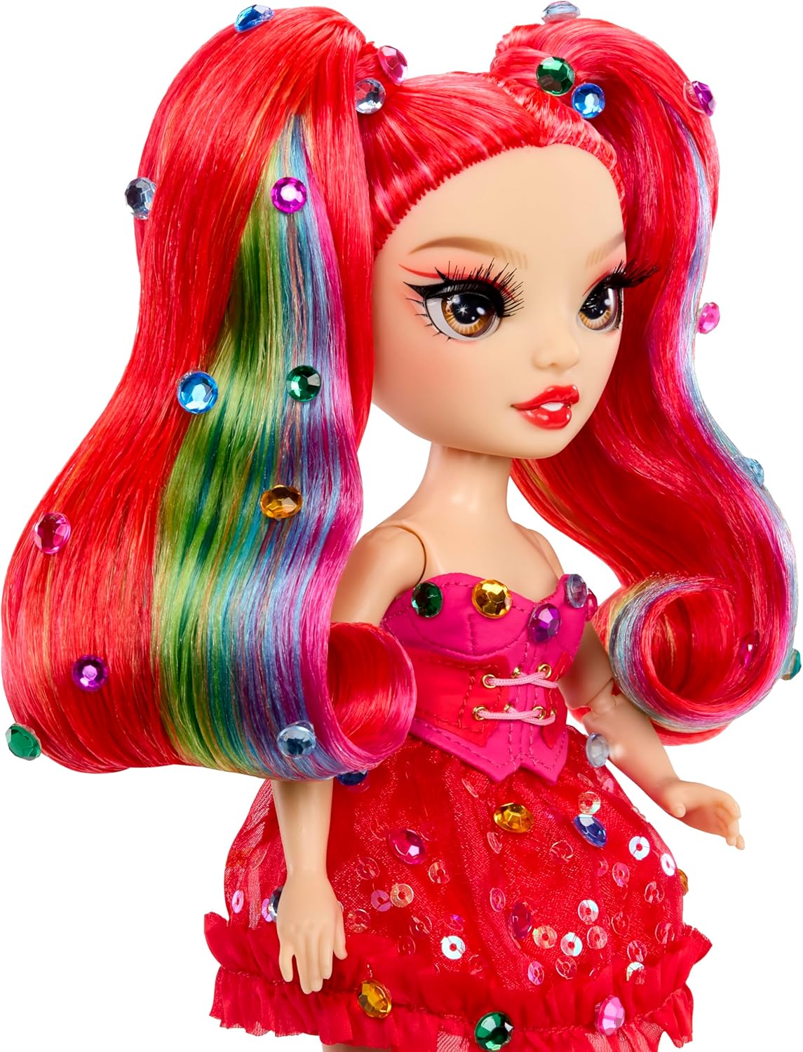 Rainbow High Be Dazzling - Vivienne Rouge - Boneca Fashion Vermelha de 28cm com Ferramenta para Aplicar Glitter, Pedras Brilhantes e Acessórios de Estilo