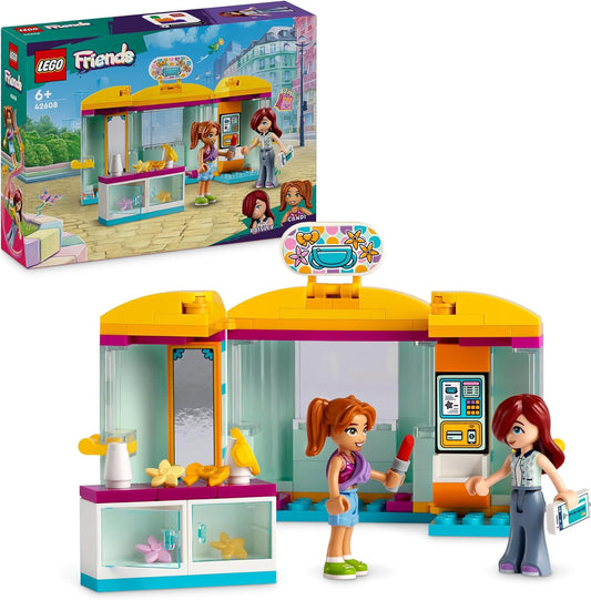 LEGO  Loja de acessórios minúsculos Friends, brinquedo de construção para meninas, meninos e crianças de 6 anos ou mais, conjunto de minibonecas com personagens Paisley e Candi, pequena ideia de presente de aniversário 42608