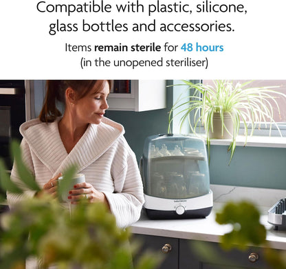 Baby Brezza Esterilizador e Secador SuperFast Baby Brezza – Esteriliza mamadeiras em 10 minutos, o mais rápido do mercado – Esteriliza e seca mamadeiras, peças de bombas de leite, chupetas e acessórios em uma única etapa – Grande capacidade universal