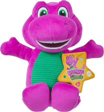 Fisher-Price Brinquedo de pelúcia do Barney, personagem dinossauro, da linha Barney's World da, com 16,5 cm (6,5 polegadas), ideal para crianças em idade pré-escolar a partir de 2 anos. Modelo HVF40.