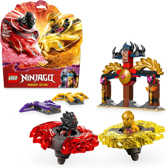 LEGO Conjunto de pacote de batalha NINJAGO Dragon Spinjitzu com 2 minifiguras, lançadores e elementos voadores - Brinquedo ninja de ação para meninos e meninas com mais de 6 anos - Presentes para fãs de programas de TV em ascensão de Dragons