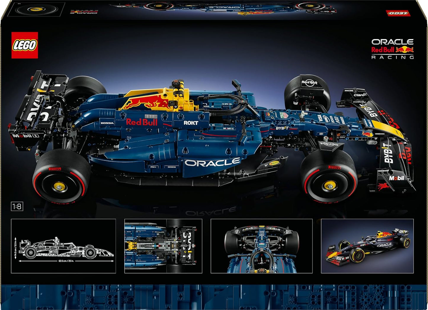 Kit de modelo de carro LEGO Technic Oracle Red Bull Racing RB20 F1 - Conjunto de construção colecionável de Fórmula 1 com motor V6 em escala 1:8, caixa de câmbio, direção e DRS - Ideia de presente para fãs de corrida adultos e adolescentes - 42206