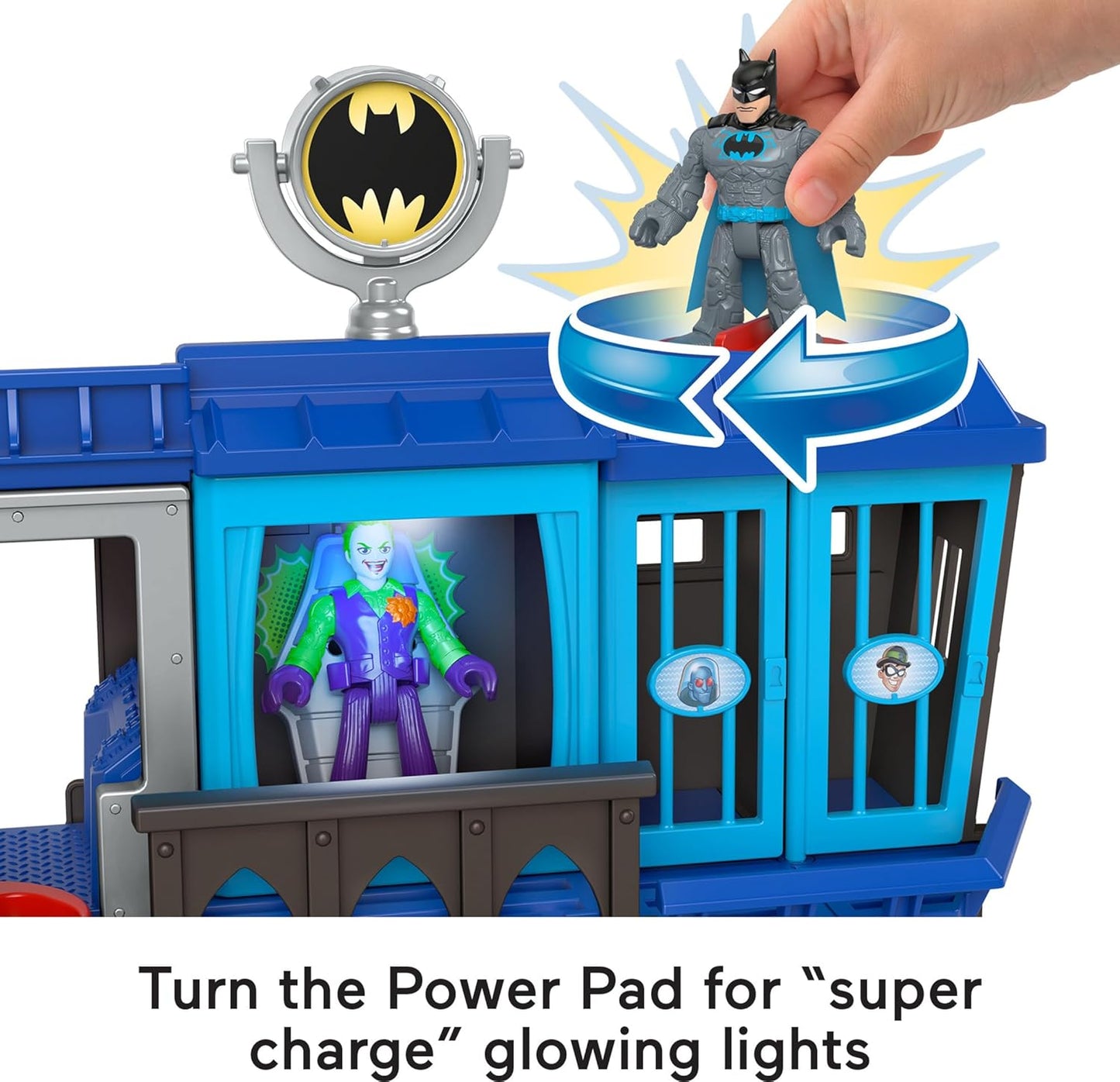 Fisher-Price Imaginext DC Super Friends Batman Gotham City Jail Recharged Playset para crianças em idade pré-escolar a partir de 3 anos, HHP81