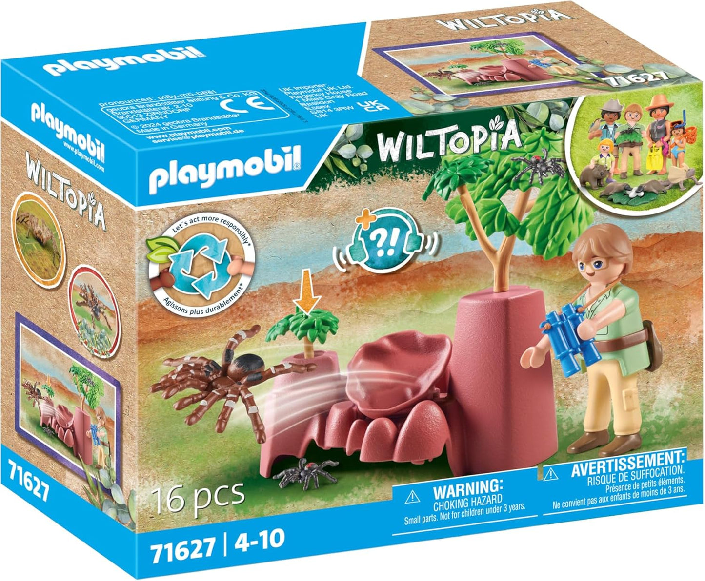 Playmobil 71627 Wiltopia: Spider Rocks, incluindo uma tarântula e duas pequenas aranhas, feitas de mais de 80% de material reciclado e de base biológica, conjuntos de jogos detalhados adequados para crianças a partir de 4 anos