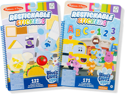 Melissa & Doug As pistas de Blue e você! Pacote de 2 adesivos reutilizáveis (formas e cores, números e letras)