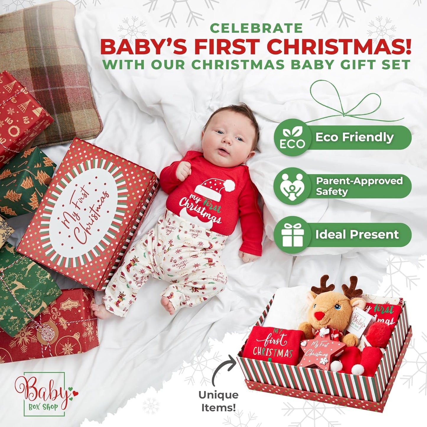 Primeiro Natal do bebê - 1º Natal Cesta de Bebê, Meu Primeiro Natal Menino e Menina - Primeiro Natal do Bebê Cesta de Natal do Bebê, Primeiro Natal do Bebê,
