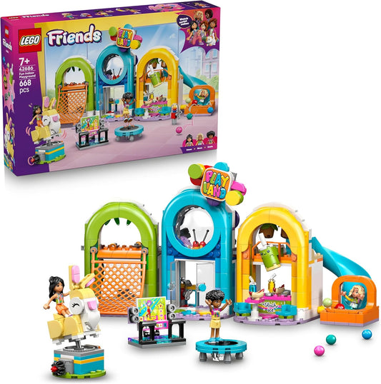 LEGO Friends Parque Infantil Divertido para Ambientes Fechados - Brinquedo Criativo com Escorregador, Piscina de Bolinhas, Carrossel, Lanchonete, 3 Mini Bonecas e Acessórios - Presente de Aniversário para Meninas a partir de 7 Anos - 42686