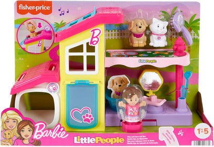 Fisher-Price Little People Barbie Brinquedo para Crianças Pequenas: Spa para Animais de Estimação com Música e Sons para Brincar de Faz de Conta - HJW76
