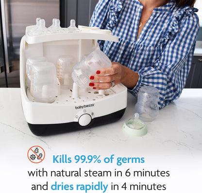 Baby Brezza Esterilizador e Secador SuperFast Baby Brezza – Esteriliza mamadeiras em 10 minutos, o mais rápido do mercado – Esteriliza e seca mamadeiras, peças de bombas de leite, chupetas e acessórios em uma única etapa – Grande capacidade universal