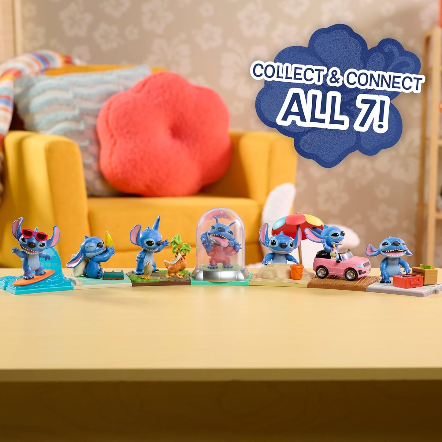 Just Play Disney Stitch Live-Action Movie Time - Figuras Colecionáveis de 7,6 cm, Inspiradas no Novo Filme Live-Action da Disney, Lilo & Stitch, Brinquedos Colecionáveis em Caixa Surpresa, Decoração para Casa, Crianças a partir de 3 Anos