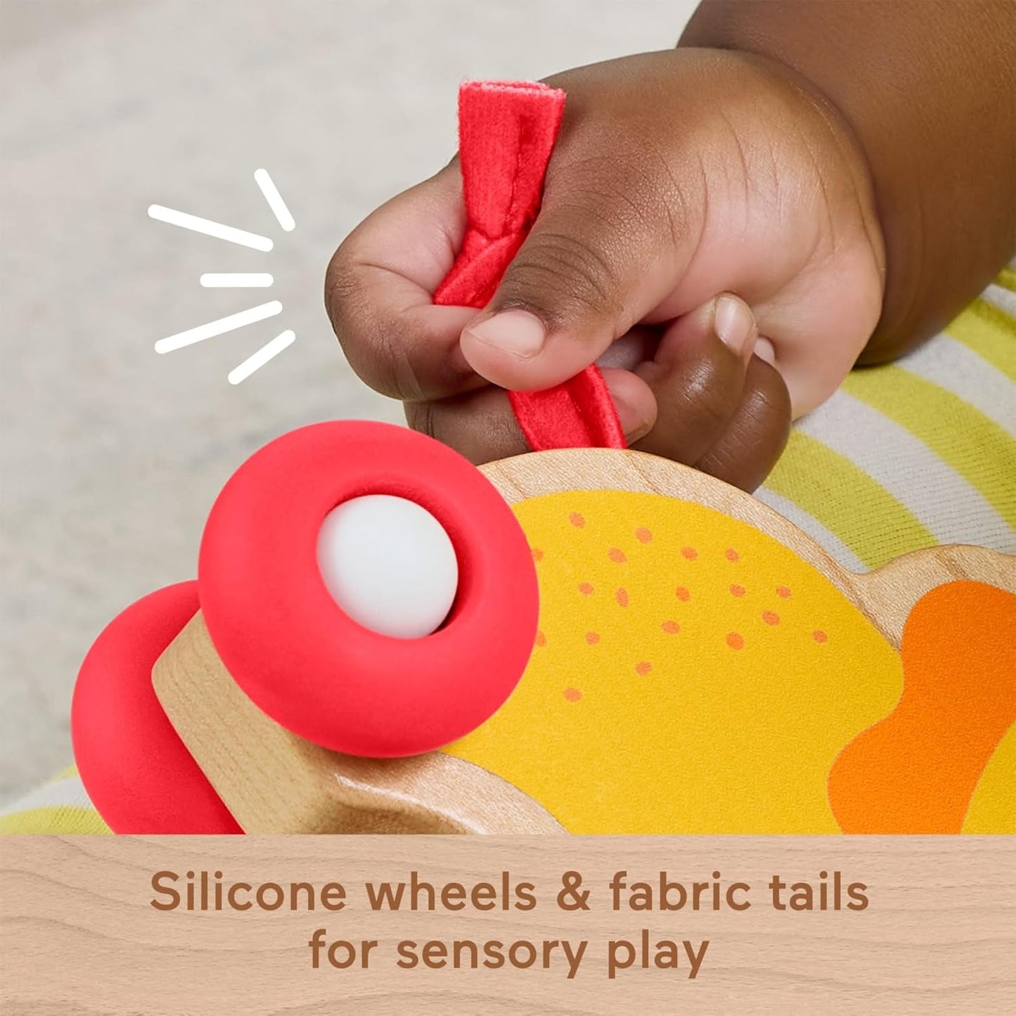 Fisher-Price Brinquedos de madeira para bebês, animais de empurrar, conjunto de 2 veículos de madeira com rodas de silicone para bebês a partir de 6 meses de idade, JFN19