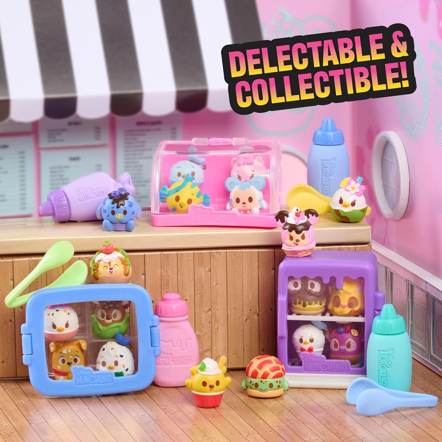Just Play, Conjunto de Miniaturas Munchlings da Disney da com 7 figuras que mudam de cor e são perfumadas. Brinquedo para crianças a partir de 3 anos.