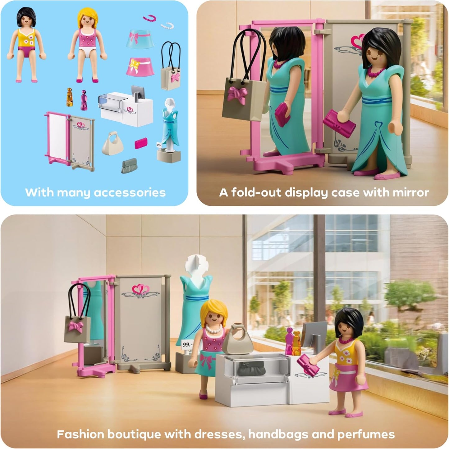Playmobil MyLife Boutique de Moda, 2 figuras com manequim e balcão de atendimento, estimula a criatividade, brinquedo infantil para crianças a partir de 4 anos, 72081