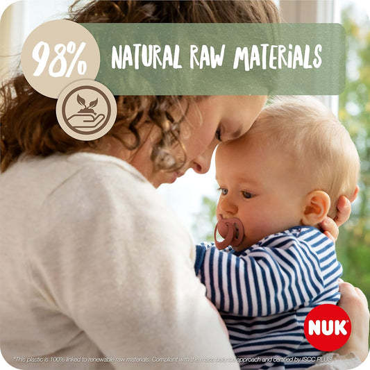 NUK Chupeta de bebê for Nature | 18-36 meses | Chupetas de Borracha Sustentáveis | Mais de 98% de matérias-primas naturais | Terracota Vermelha | 2 contagem