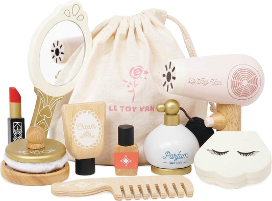 Le Toy Van - Set de cosméticos de madera con bolsa Juguete de juego de rol | Juego de simulación Star Beauty Bag: apto para mayores de 3 años
