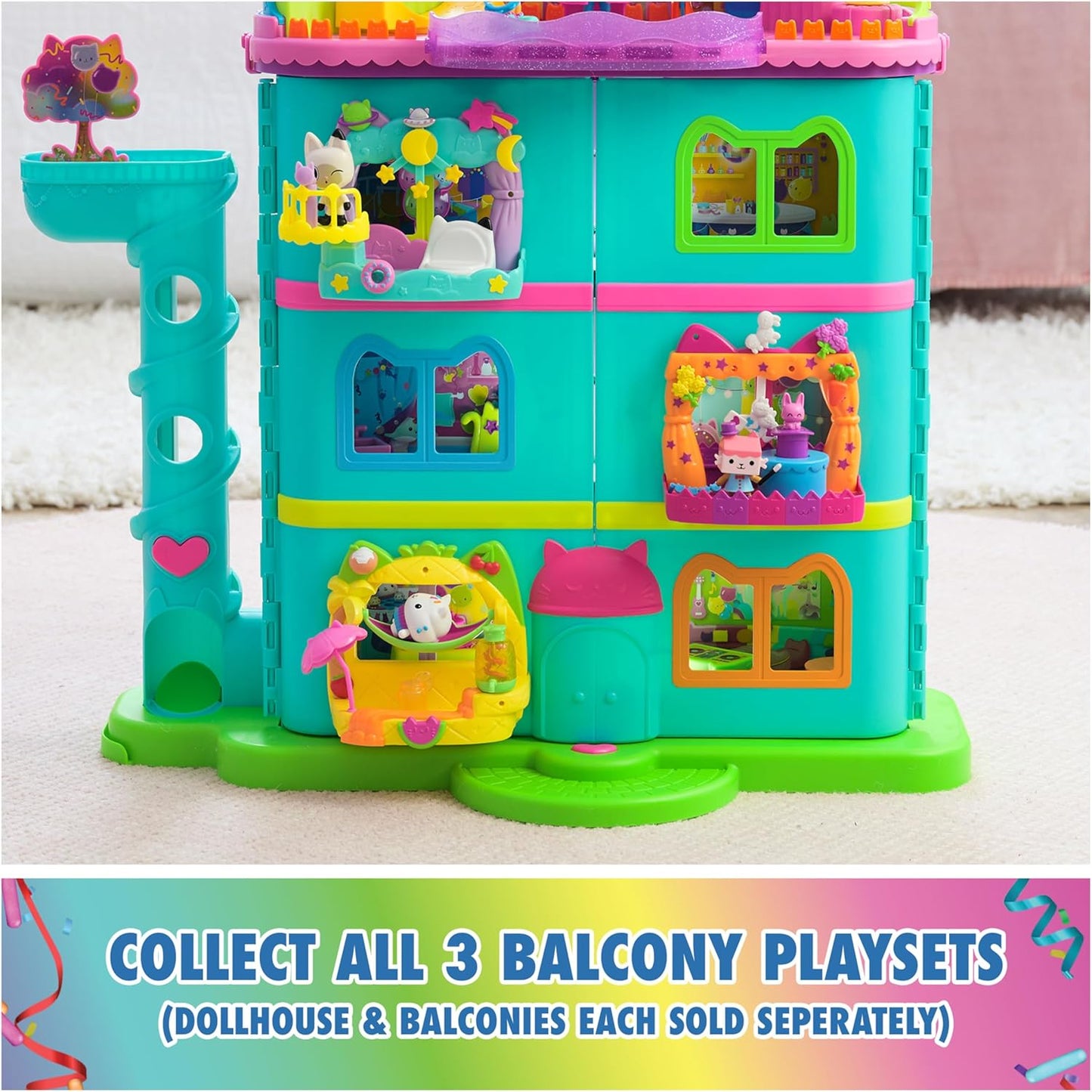 Gabby’s Dollhouse Conjunto de Brinquedo Cakey's Fruit Smoothie Balcony, 8 peças com figuras de brinquedo, acessórios para casa de bonecas e brincadeira sensorial, brinquedos infantis para meninas e meninos a partir de 3 anos.