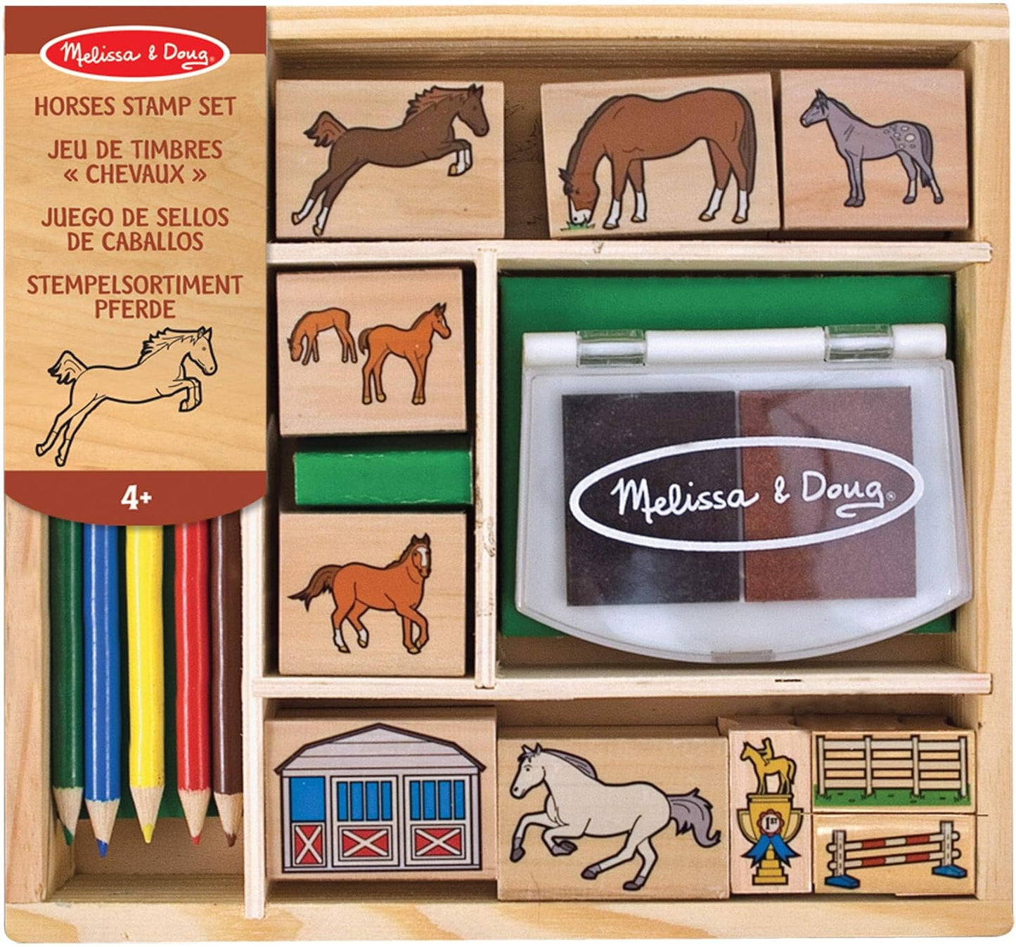 Melissa & Doug Selos de madeira Friendship para crianças, conjuntos de colorir para crianças de 4 anos, selos para crianças, kits de artesanato para crianças, impressão e estampagem infantil, conjunto de arte infantil