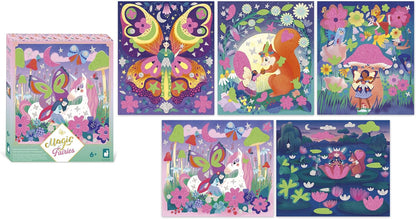 Janod - Adesivos e Areias Fosforescentes - 5 Pranchas - Tema Fadas - Kit Lazer Criativo Infantil - A partir de 6 Anos - J09174
