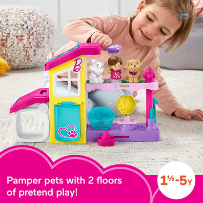 Fisher-Price Little People Barbie Brinquedo para Crianças Pequenas: Spa para Animais de Estimação com Música e Sons para Brincar de Faz de Conta - HJW76