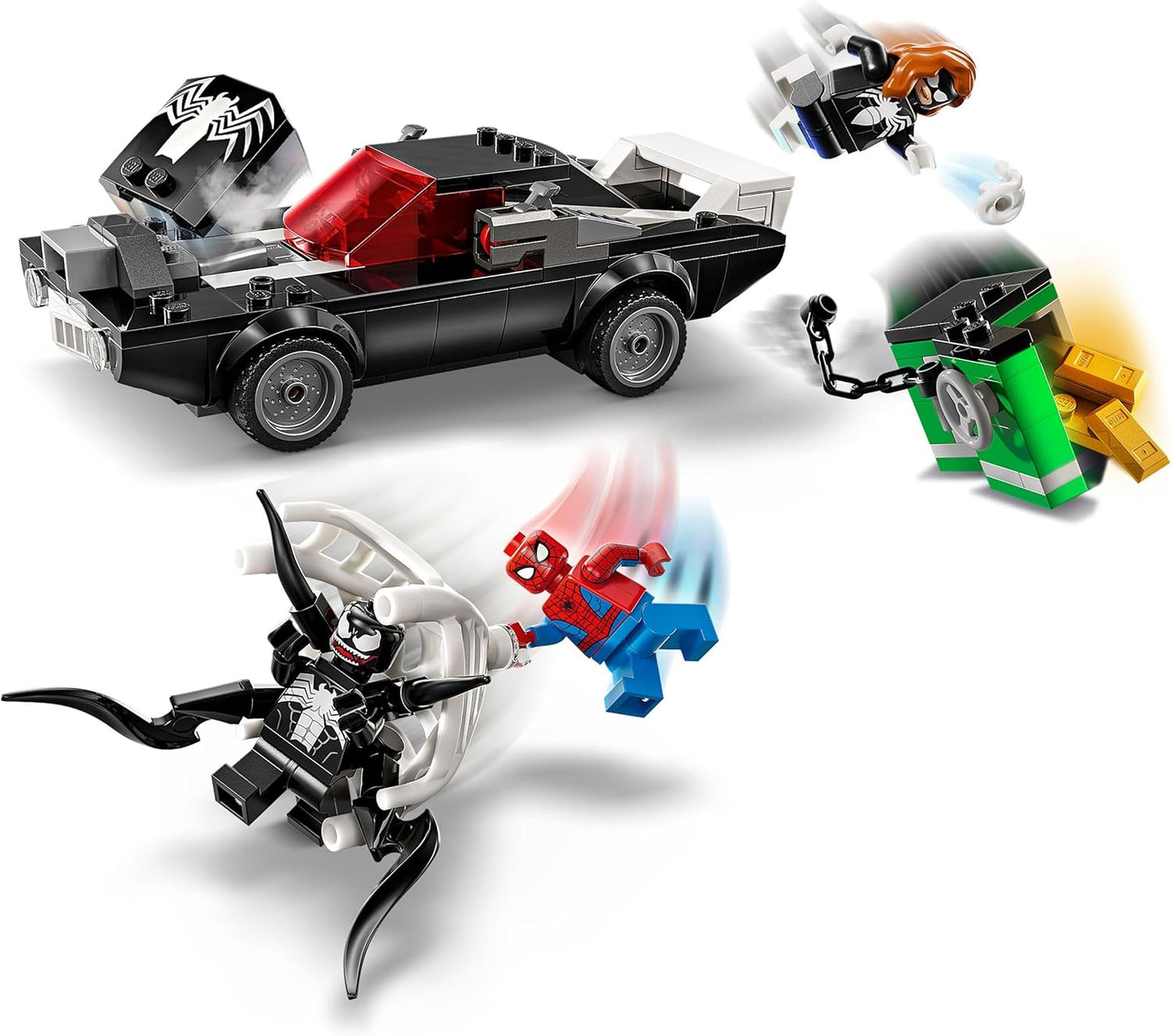 LEGO Marvel Spider-Man vs. Venom Muscle Car - Brinquedo de construção com 3 minifiguras de super-heróis para brincadeiras imaginativas - Presente para meninos e meninas de 7 anos ou mais