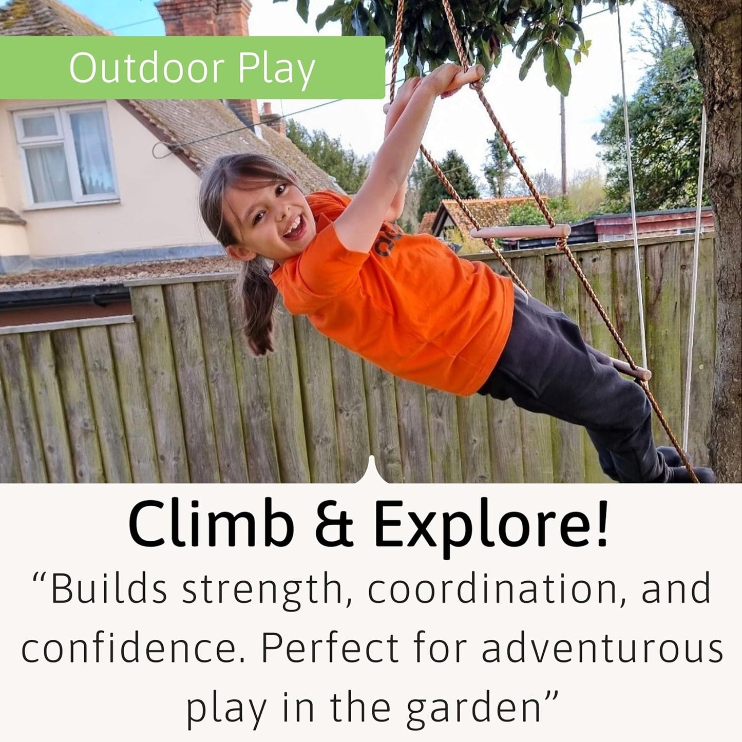 Jaques of London Escada de Corda | Equipamentos de Recreação Infantil para Atividades ao Ar Livre | Acessórios para Estruturas de Escalada | Escadas de Corda para Crianças | Estrutura de Escalada de Madeira | Desde 1795