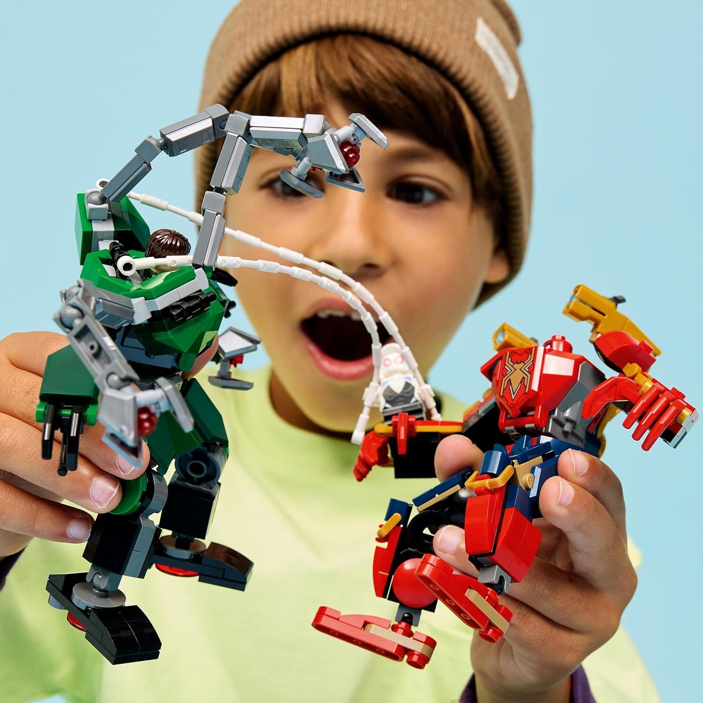 LEGO | Batalha de Robôs da Marvel: Homem-Aranha vs. Doutor Octopus - Brinquedo de Super-Heróis com 2 Figuras de Ação, 3 Minifiguras, Disparadores de Peças e Estilingues de Aranha - Presente para Meninos a partir de 6 Anos - 76338