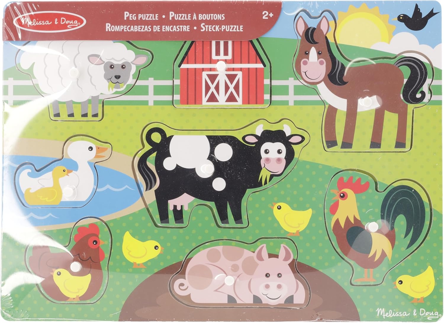 介護疲れページ☆　馬子供2匹プラス Melissa & Doug Wooden Toys - Safari Peg Boards para crianças, brinqued