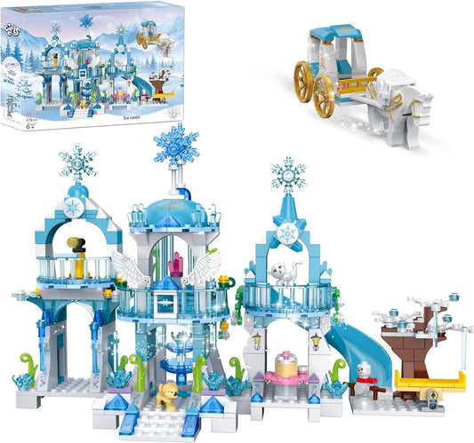 COGO Frozen Castle Building Toys para niñas Princess Castle Building Toys Ice Palace Toy Princess Castle Toys con 2 Mini muñecas Regalo de cumpleaños