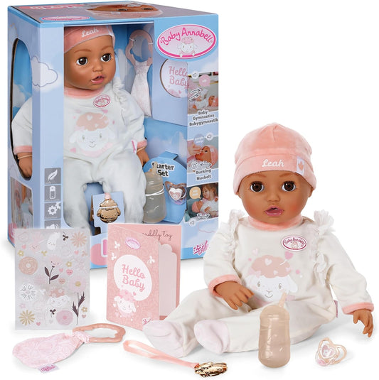 Baby Annabell Interativa Leah 43cm - Boneca de corpo macio com movimentos realistas, sons e acessórios - Adequada para crianças a partir de 3 anos