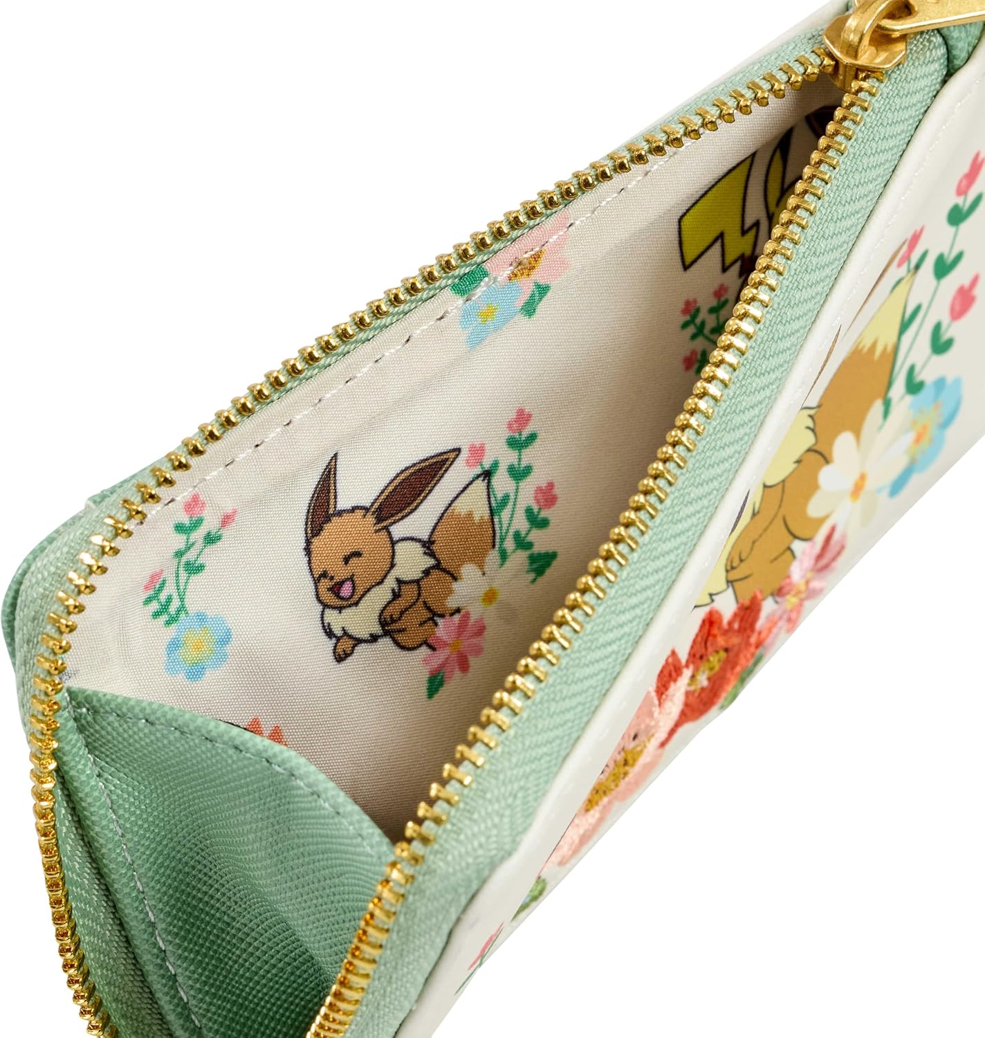 Loungefly Pokémon - Pikachu e Eevee - Carteira Floral - Bolsa Colecionável Fofa - Ideia de Presente - Porta-Cartões com Vários Compartimentos para Cartões - Produtos Oficiais - Para Meninas, Mulheres e Senhoras - Fãs de Anime