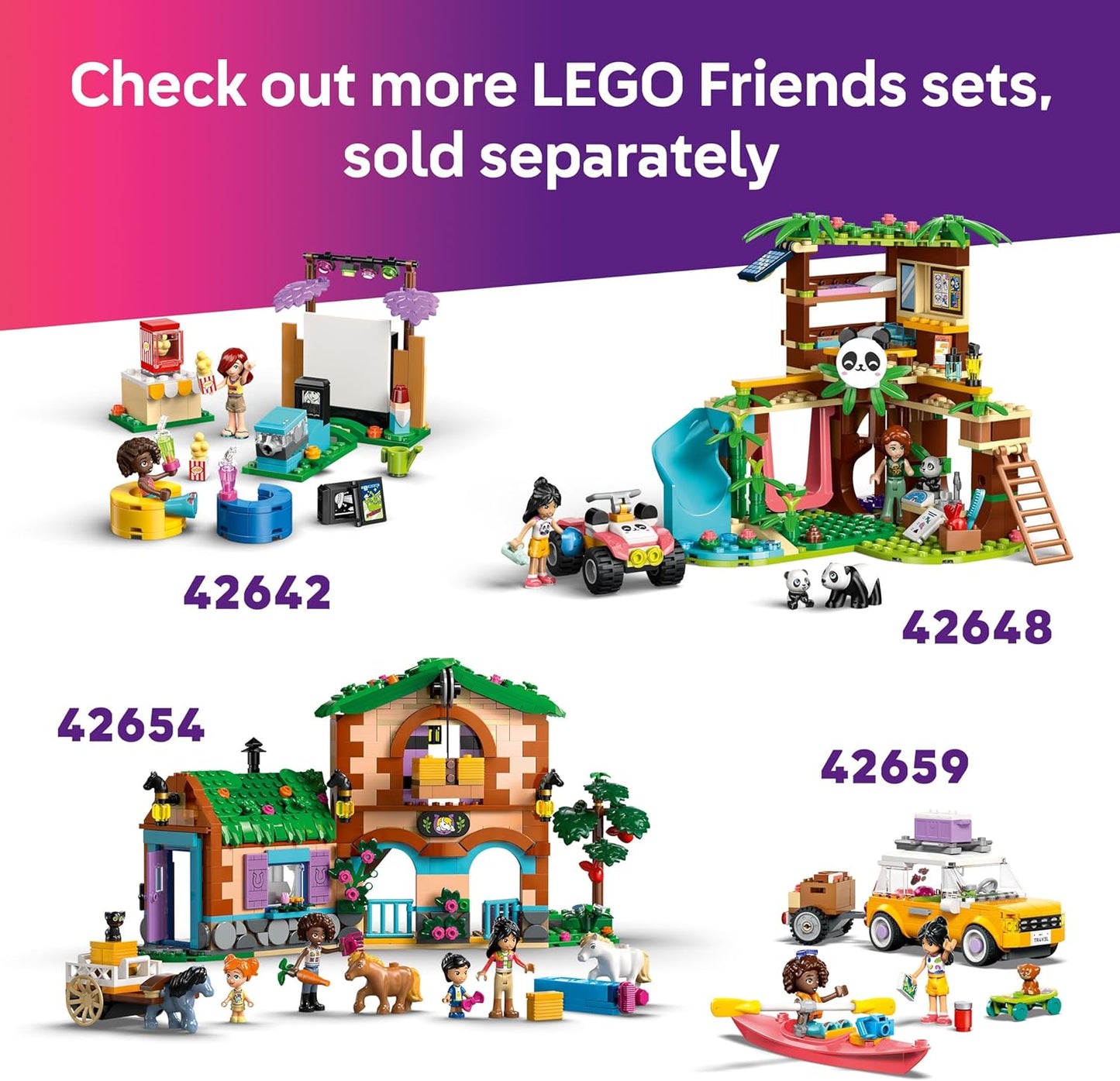 LEGO Brinquedo de playground Friends para filhotes de 4 anos ou mais - inclui um parque com escorregador, 2 minibonecas e 3 bonecos de cachorro - Ideia criativa para presente - 42665