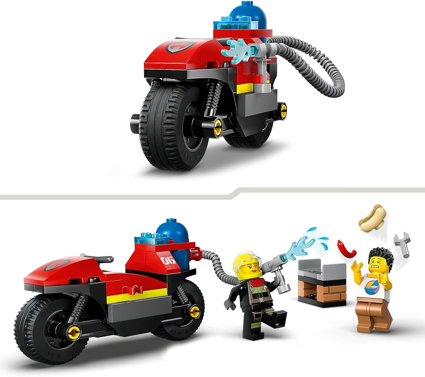 LEGO Urban Moto de Rescate de Bomberos, Set de Moto de Juguete para niños y niñas de 4 años en adelante, Incluye 2 minifiguras para Juego imaginativo, Idea de Regalo para vehículo