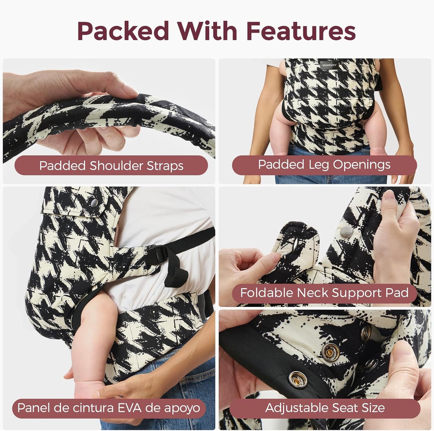 Momcozy Canguru para Bebês Recém-nascidos e Crianças Ergonômico, Aconchegante e Leve