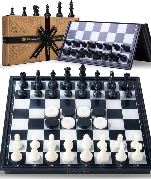 Jaques of London Jogo de Xadrez Magnético | Jogo de Xadrez de Viagem | Tabuleiro de Xadrez Dobrável e Peças de Xadrez | Jogos de Xadrez de Qualidade | Desde 1795