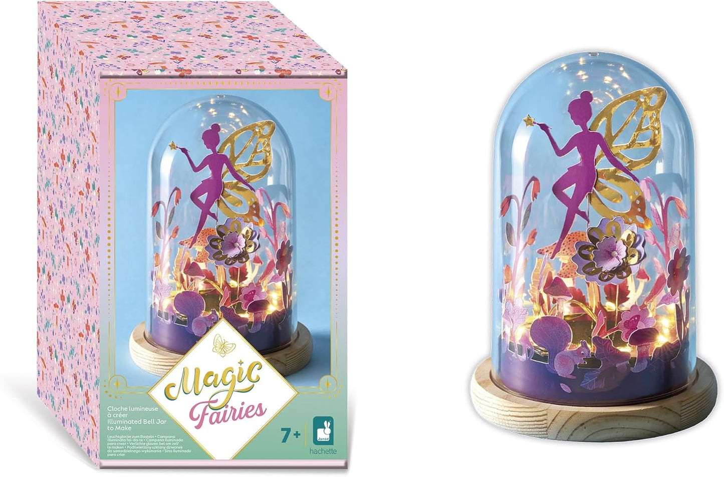 Janod - Sino luminoso para criar - Tema de fadas - Guirlanda luminosa com pilhas incluídas - Les Ateliers Déco - Kit de lazer criativo infantil - Habilidades motoras finas e concentração - A partir de 7 anos