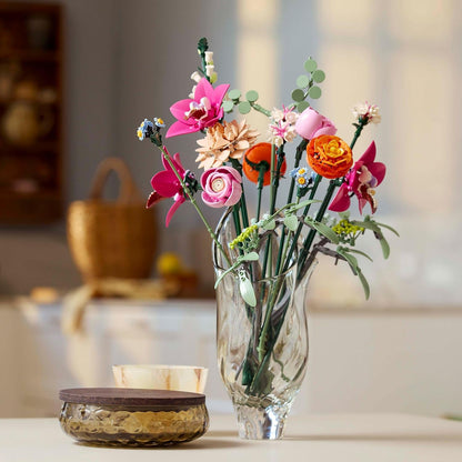 LEGO Botanicals Pretty Pink Flower Bouquet Set for Adults - Floral Home Decor Building Kit with Artificial Roses, Daisies, Cornflowers & Elderflowers - Gift