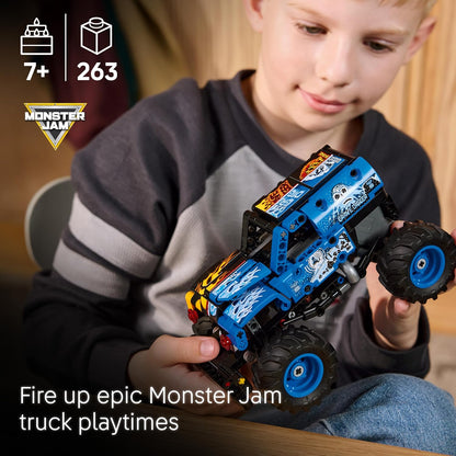 LEGO Technic Monster Jam Grave Digger Fogo e Gelo - Caminhão de Brinquedo com Mecanismo de Fricção - Kit de Modelo de Carro de Corrida com Detalhes Autênticos - Presente de Aniversário para Meninos, Meninas e Fãs a partir de 7 Anos - 42219