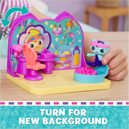 DreamWorks Gabby’s Dollhouse, Conjunto de Spa da MerCat, com figura da MerCat, brinquedos surpresa e mobília de casa de bonecas. Brinquedo infantil para meninas e meninos a partir de 3 anos.