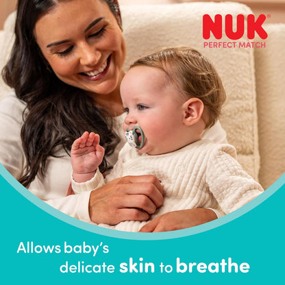 NUK Kit de Mamadeiras e Chupeta Perfect Match para Recém-Nascidos | 0-6 Meses | 3 Mamadeiras Anticólicas (150 ml, 260 ml), 1 Chupeta Perfect Match Air | Disney Mickey Mouse | Kit com 4 Itens