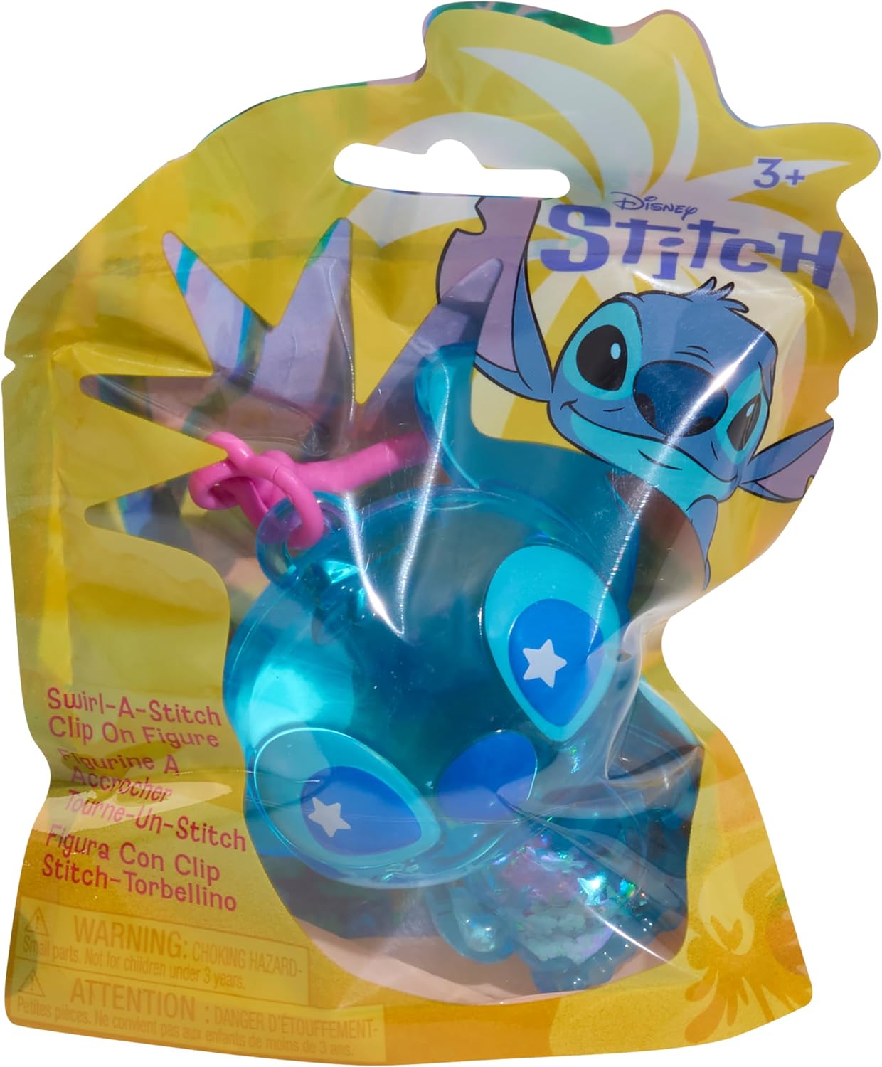 Just Play Disney Figura de encaixe Stitch Swirl-a-Stitch, 7,6 cm, de plástico, com líquido, miçangas coloridas e glitter. Brinquedo infantil para crianças a partir de 3 anos.
