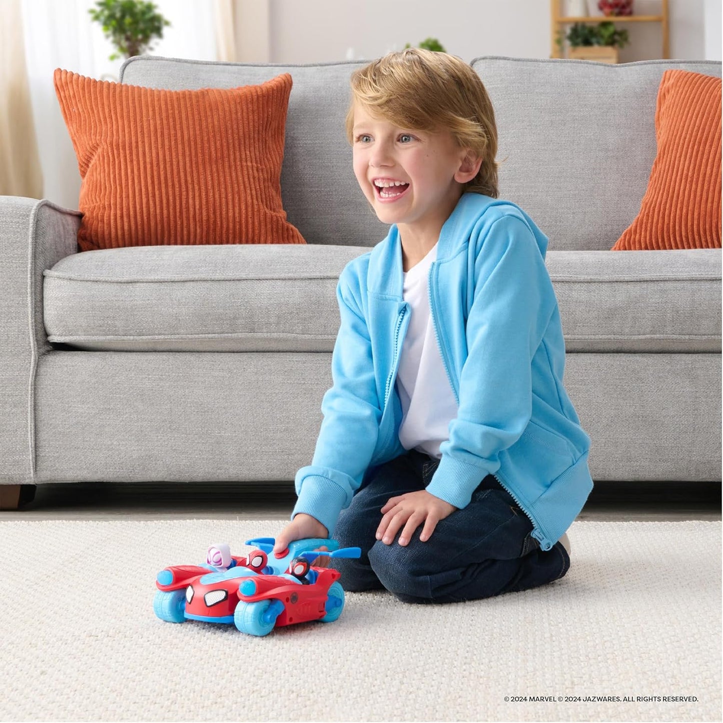 Homem-Aranha e seus amigos incríveis - Marvel Spidey Team Split Racer - Veículo três em um de 21,5 cm com dardos de teia, efeitos sonoros e frases.