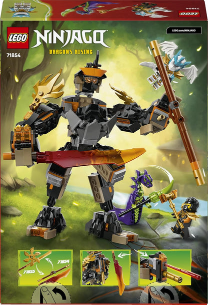 LEGO NINJAGO Missão do Cole: Robô e Dragão Zane - Brinquedo Ninja com Figura de Ação, 3 Minifiguras e Espadas - Presente de Aniversário para Meninos e Fãs a partir de 7 Anos - 71854