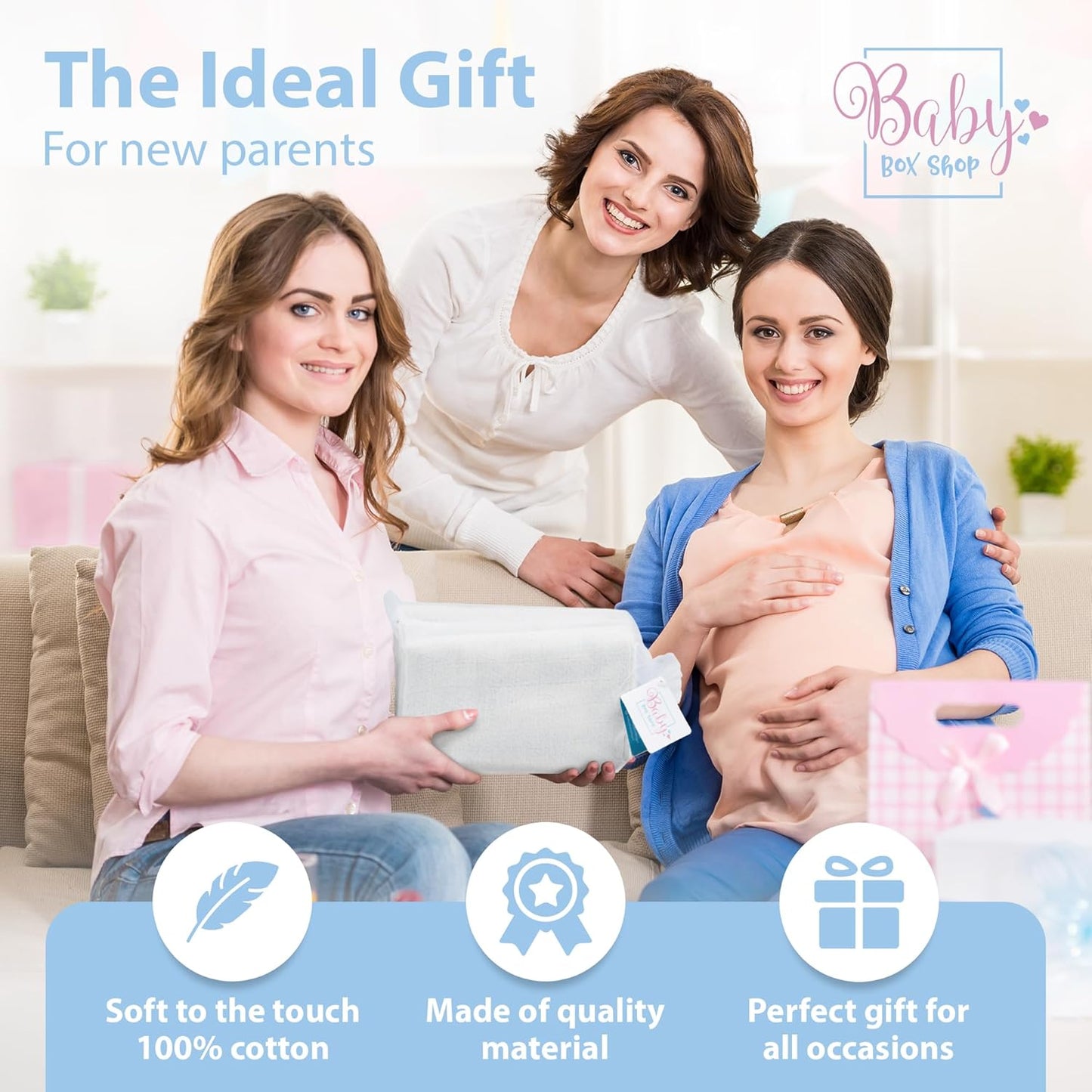 Baby Box Shop - Paninhos de musselina para bebês meninos, 100% algodão macio, para usar como capa de amamentação, paninhos de mão e paninhos de arroto, itens essenciais para bebês recém-nascidos