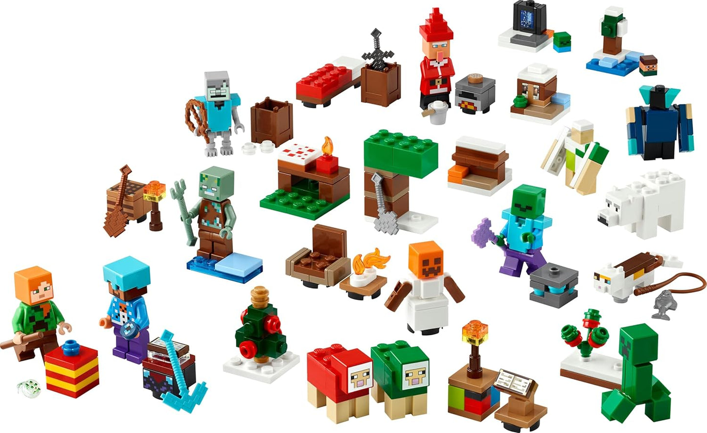 Calendário do Advento LEGO Minecraft 2025 para meninos e meninas a partir de 7 anos - Brinquedo de contagem regressiva para o Natal com 24 surpresas, incluindo minifiguras e mini construções - Presente para gamers - 21280