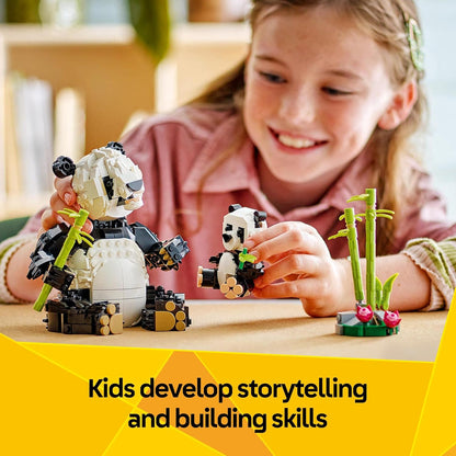 LEGO Creator 3in1 Wild Animals: Panda Family Toy - Transforma-se em figuras de pinguins ou brinquedos de baleia orca - Conjunto de construção para meninas e meninos amantes da natureza com mais de 8 anos - Presente de aniversário criativo