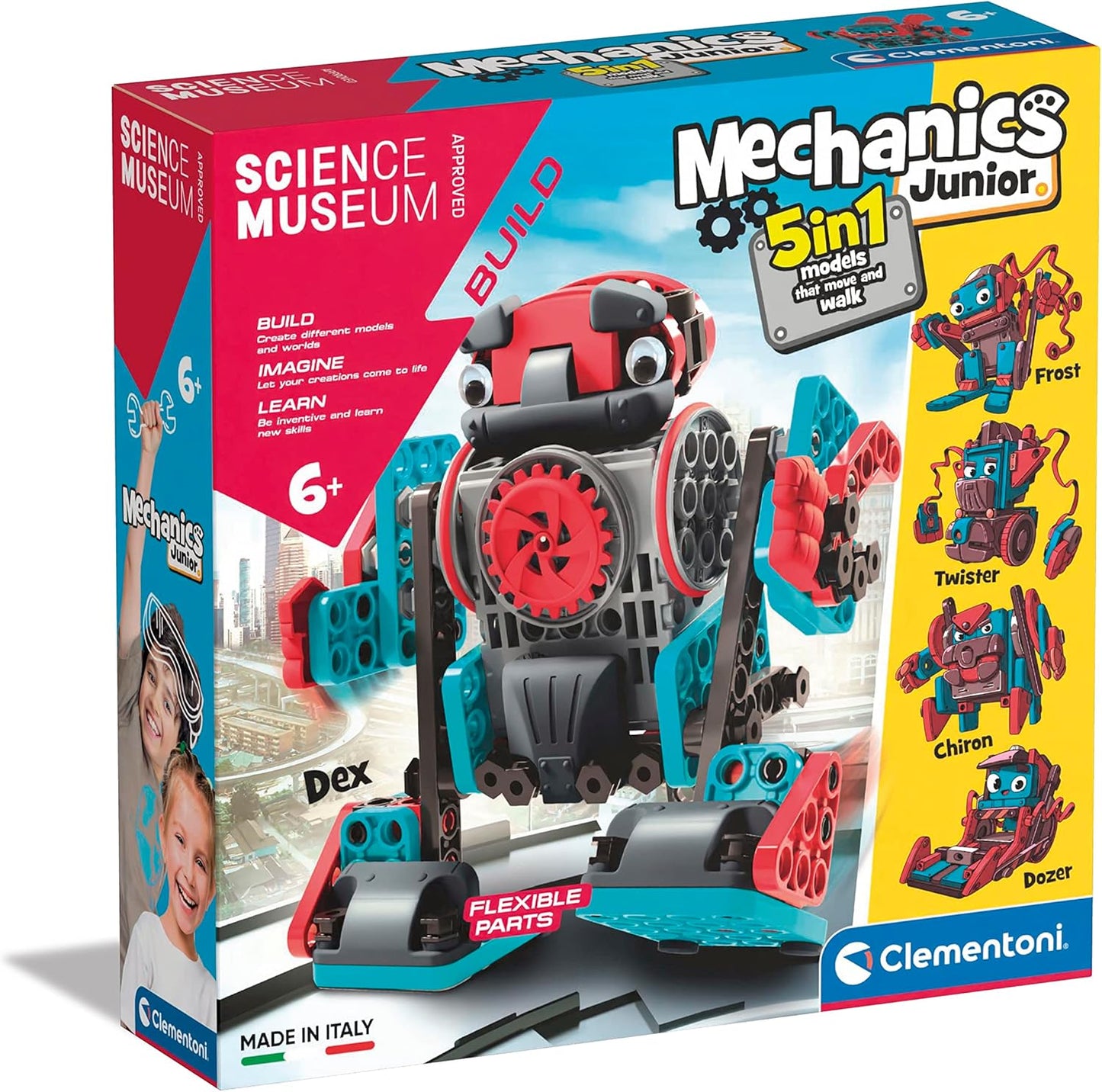 Clementoni 61360 Science&amp;Play Mechanics Junior Motion Robot Building Set, Científico, Regalo para niños a partir de 6 años, Juguetes STEM, Versión en inglés,
