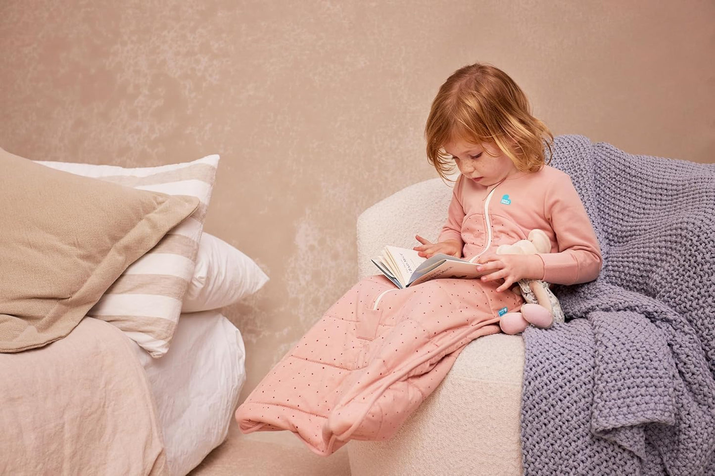Love To Dream™ Saco de dormir, 6-18 meses - Rosa Pebbles | Manga comprida, leve, vestível e edredom | 2,5 Tog, ideal para inverno e outono (16–20 °C) | Algodão lavável à máquina e zíper duplo