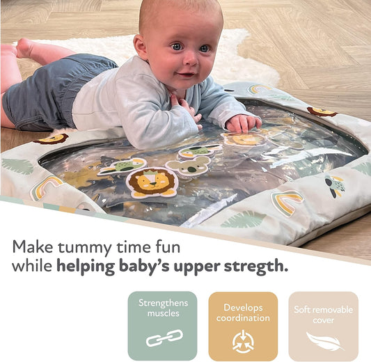 Alfombra de agua Nuby Animal Adventures – Juguetes sensoriales | Juego interactivo | Funda lavable a máquina | Apto a partir de 6 meses y mayores.