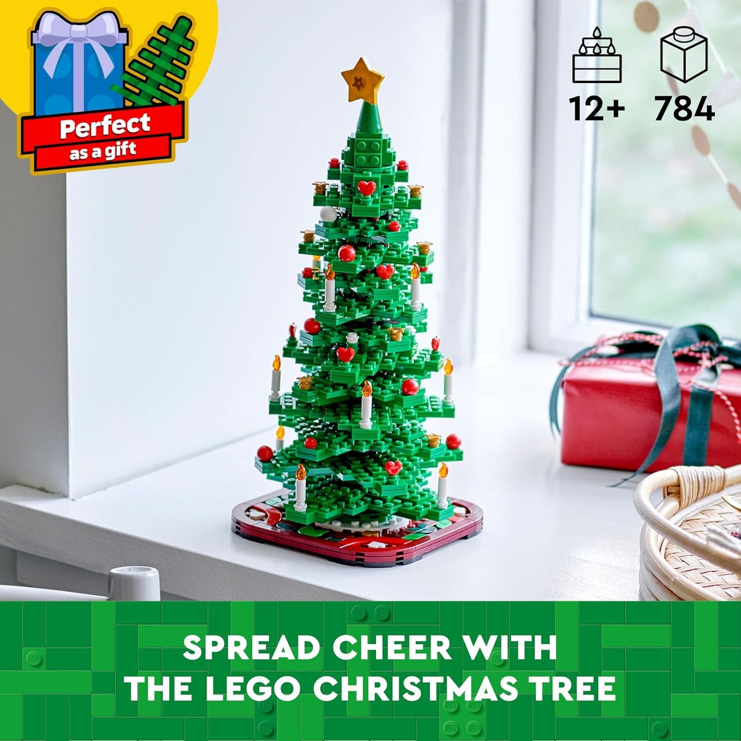 LEGO Conjunto de construção de árvore de Natal para meninos e meninas a partir de 9 anos, decoração festiva colecionável para casa, estimula a brincadeira imaginativa, atividade artesanal em família, ideia de presente para crianças 40573
